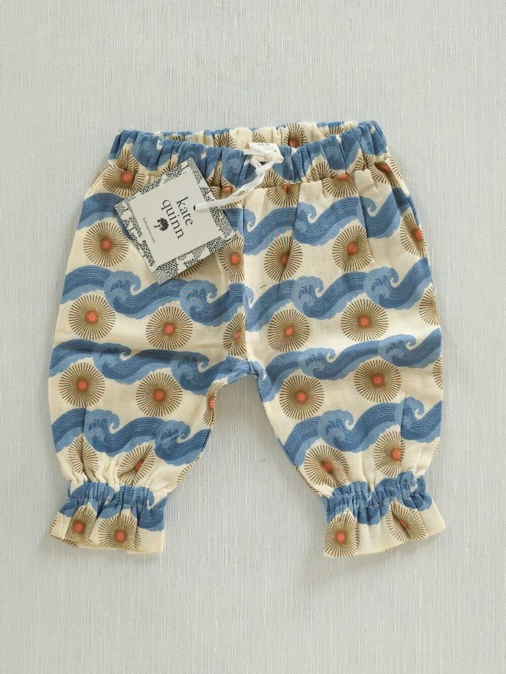 Kate Quinn Ocean Sun Gathered Pants Baby Girl Organic Cotton Gauze 0-3 Months